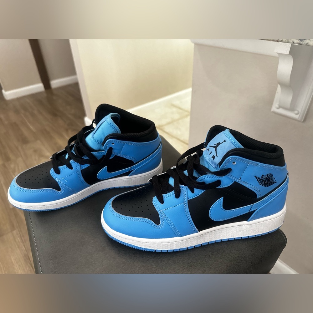 Air Jordan Mid 1s- Black/ University Blue